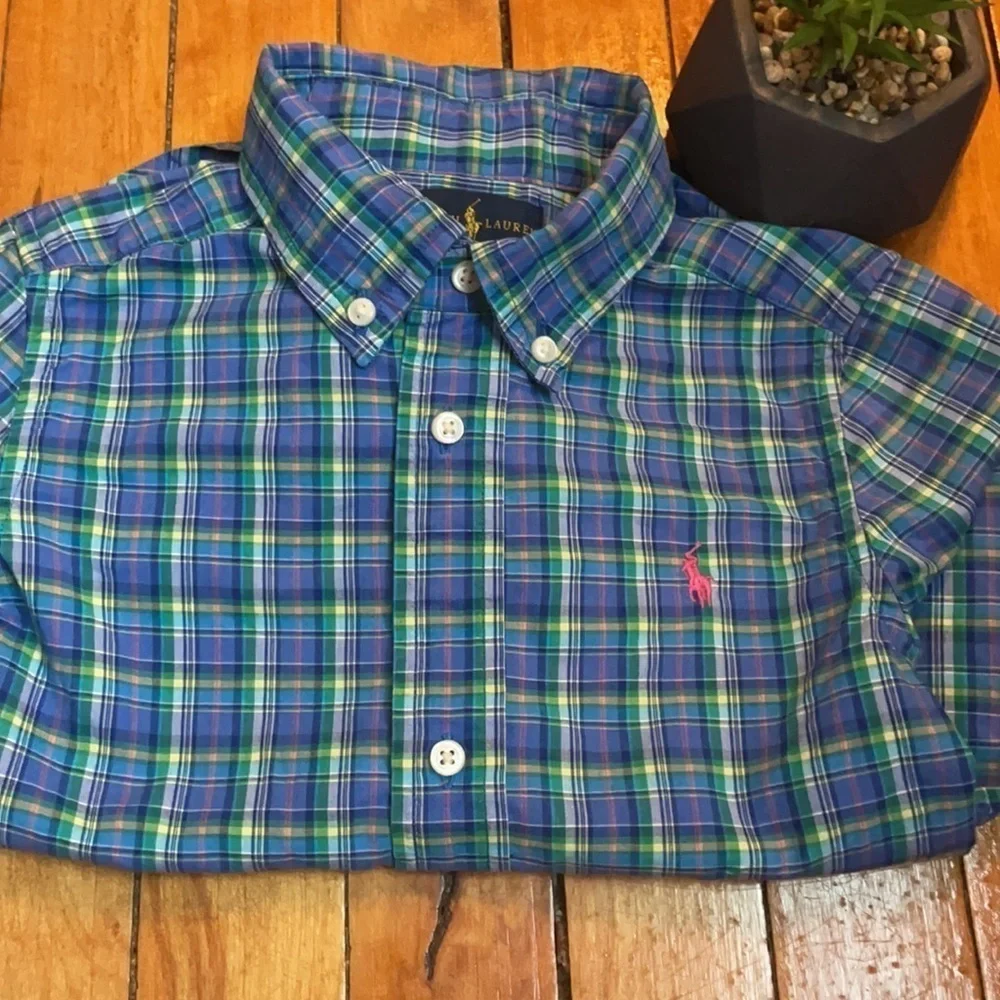 🤗EUC RALPH LAUREN PLAID COTTON for boy size 3/3T